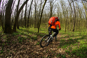 Man cyclist riding the bicycle