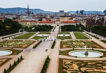 Gardens of the Belvedere castle in Vienna, Austria - obrazy, fototapety, plakaty
