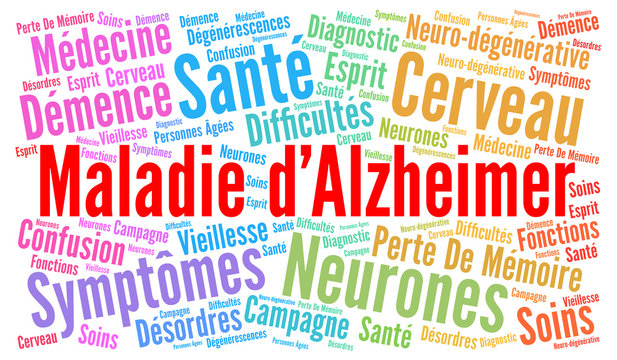 Alzheimer's disease word cloud with french text 
