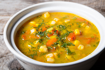 Yellow corn soup