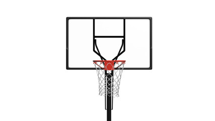 Basketball hoop, sports equipment isolated on white background, front close-up view