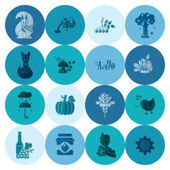 Set of Flat Autumn Icons