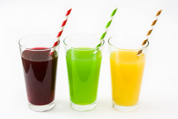 Fresh fruit smoothies isolated on white background