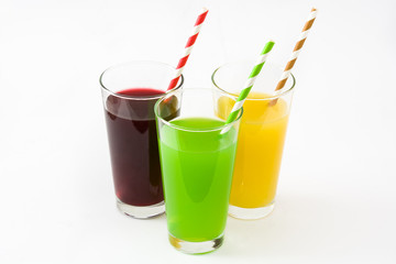 Fresh fruit smoothies isolated on white background