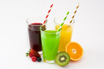 Fresh fruit smoothies isolated on white background