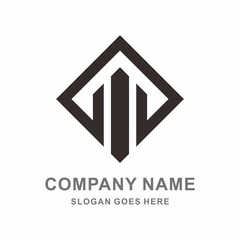 Simple Square Building Shape Architecture Vector Logo Template