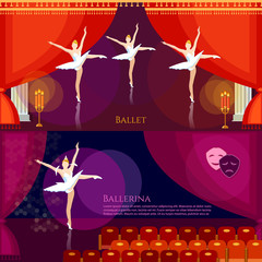 Ballet banners ballerinas dancing on theater stage © Matrioshka