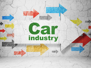 Manufacuring concept: arrow with Car Industry on grunge wall background