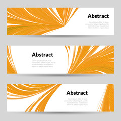 Set of Orange Curved Lines Backgrounds Banners and place for Text Vector illustration