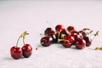 cherry on a white vintage table