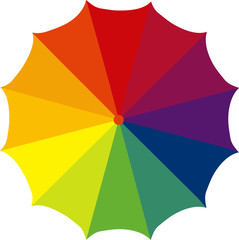 Umbrella, colorful open and closed umbrella