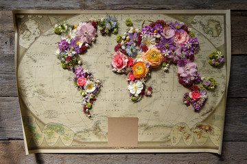 map with flowers
