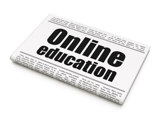 Education concept: newspaper headline Online Education