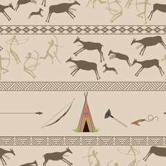 Cave Painting Seamless Pattern