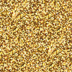 Hexagonal Gold glitter seamless pattern for holidays design. Abstract background for fashion design, glamour and other