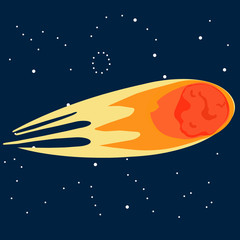 Comet and the star sky & Flat design