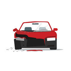 Obraz premium Car crush vector illustration, crashed auto fragments with glass splinters concept, disaster incident, accident, flat cartoon modern design isolated on white background