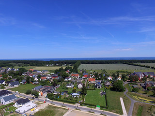 Aerial view of suburban houses on the Baltic Sea in germany