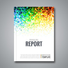 Business Report Design Background with Colorful Dots, simulating ink. Dotwork Brochure Cover Magazine Flyer Template, vector illustration