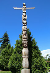 Canada British Columbia Vancouver Stanley park First Nations tribal art carved wood Totem Poles