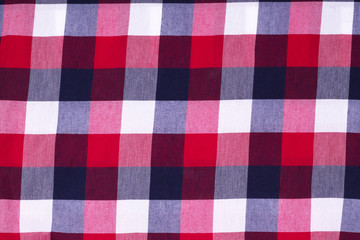 Closed up Texture of tablecloth, gingham pattern in red, white a