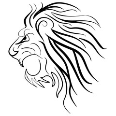Fototapeta premium Graphic silhouette roaring lion