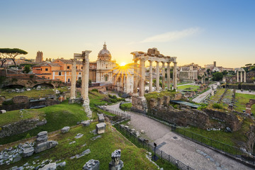 Fototapeta na wymiar Roman Forum in Rome, Italy during sunrise.
