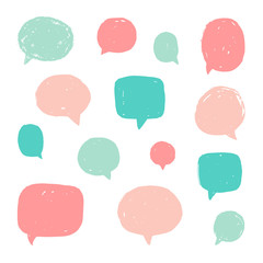 Set of speech bubbles with old grunge texture.