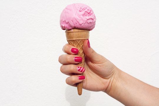  Ice Cream Cone In Hand With Beautiful Manicure