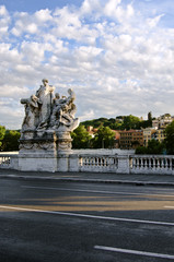 Monument on the bridge in Rome, Italy