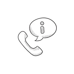 Handset with information sign sketch icon