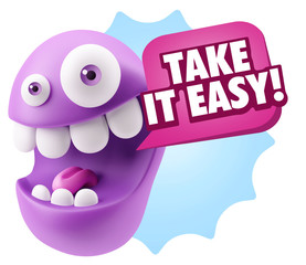 3d Illustration Laughing Character Emoji Expression saying Take