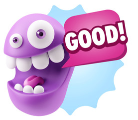 Fototapeta premium 3d Illustration Laughing Character Emoji Expression saying Good