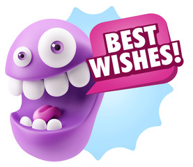 3d Rendering Smile Character Emoticon Expression saying Best Wis - obrazy, fototapety, plakaty