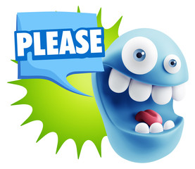 Obraz premium 3d Illustration Laughing Character Emoji Expression saying Pleas