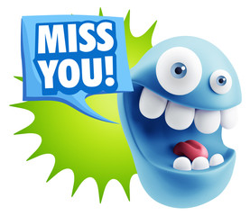 3d Illustration Laughing Character Emoji Expression saying Miss