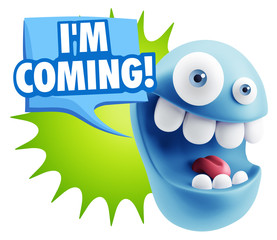 3d Illustration Laughing Character Emoji Expression saying I'm C