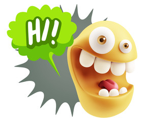 3d Illustration Laughing Character Emoji Expression saying Hi wi