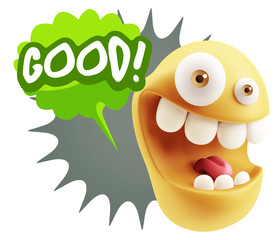 3d Illustration Laughing Character Emoji Expression saying Good