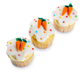 Easter cupcakes on white background