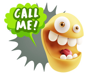 3d Illustration Laughing Character Emoji Expression saying Call