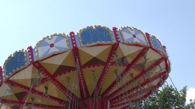 Carousel for children in the summer Park.