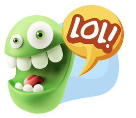 3d Illustration Laughing Character Emoji Expression saying Lol w