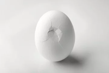 Poster Cracked egg on white background © Africa Studio
