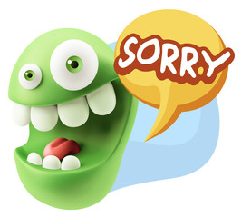 Naklejka premium 3d Illustration Laughing Character Emoji Expression saying Sorry