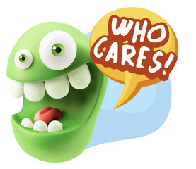 3d Illustration Laughing Character Emoji Expression saying Who C