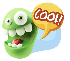 3d Illustration Laughing Character Emoji Expression saying Cool