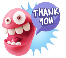 3d Illustration Laughing Character Emoji Expression saying Thank