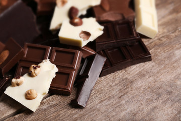 Chopped chocolate bars with nuts