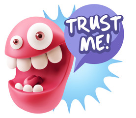 3d Illustration Laughing Character Emoji Expression saying Trust